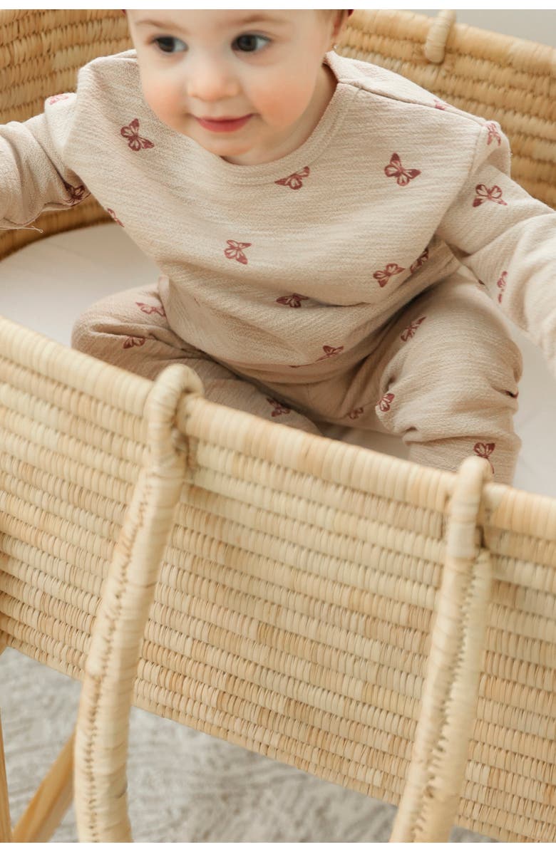 Space Grey Butterfly Turtle Printed Top and Pants Set, Alternate, color, Nude