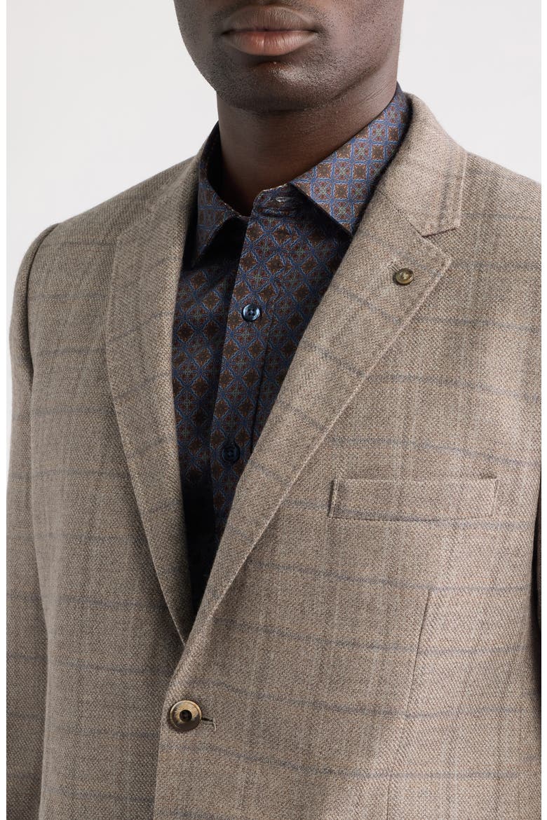 Townsend Plaid Wool Sport Coat, Alternate, color, TAUPE WINDOWPANE PLAID