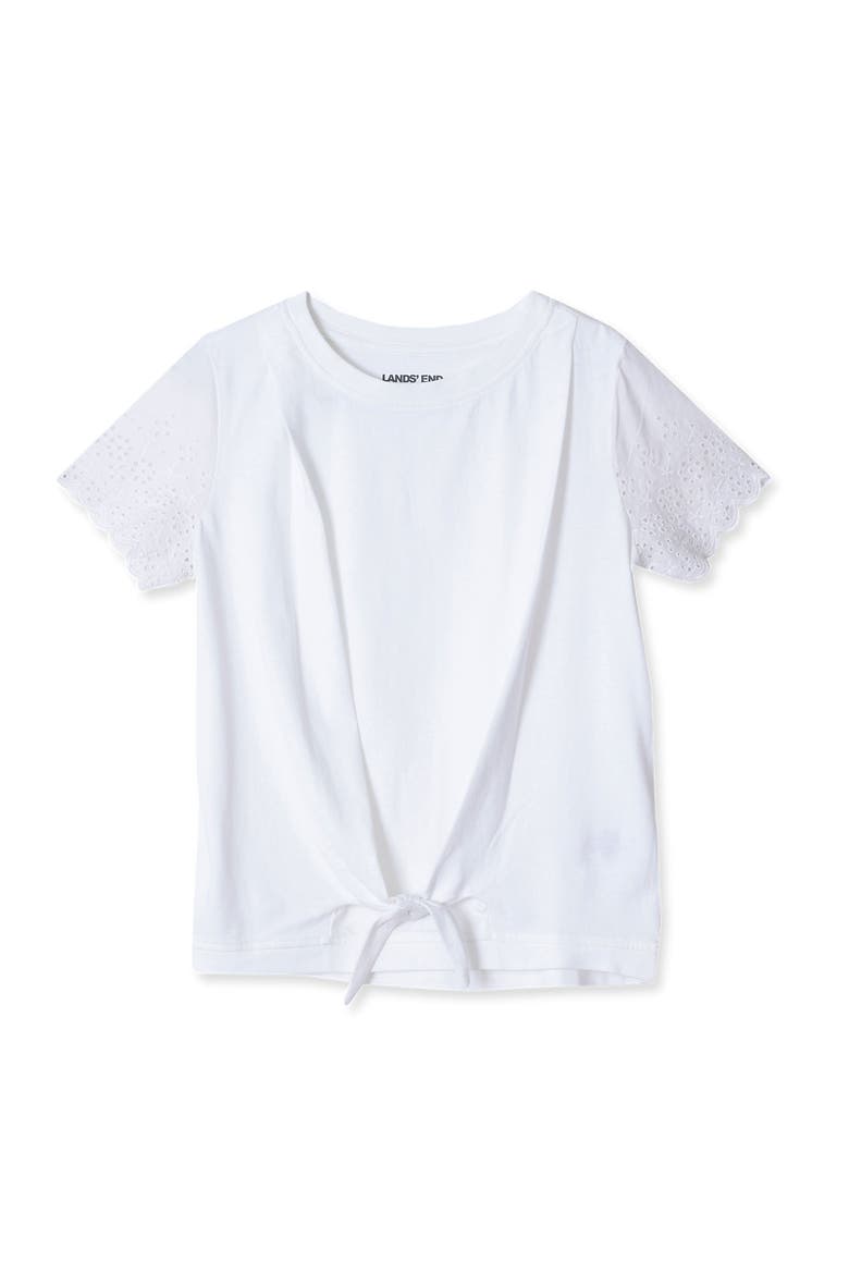 Girls Flutter Eyelet Sleeve Top, Alternate, color, White