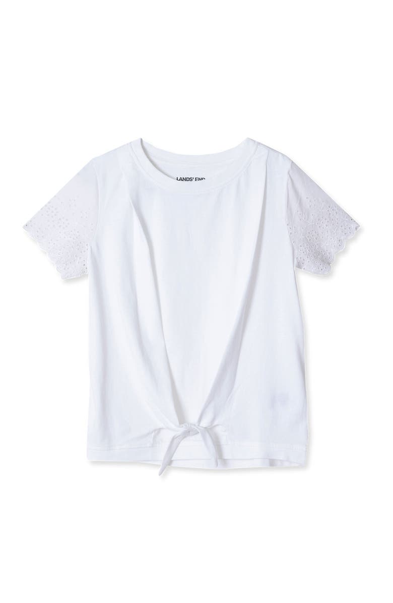 Lands' End Girls Flutter Eyelet Sleeve Top, Alternate, color, White