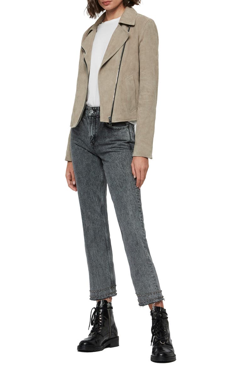 AllSaints Vela Suede Biker Jacket, Alternate, color,