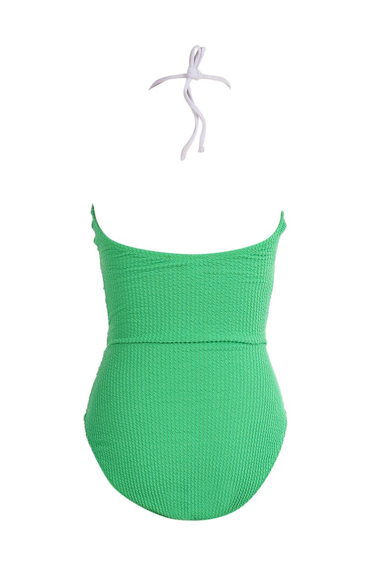 Hand-Made Crochet Flower Detail Cut-Out One Piece Swimsuit, Little Kid-Big Kid, Alternate, color, Green