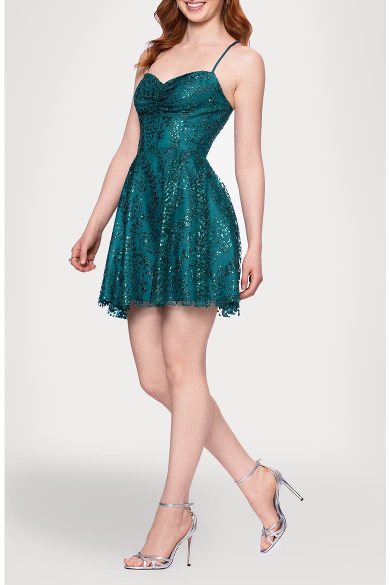 Sequin Minidress, Alternate, color, TEAL