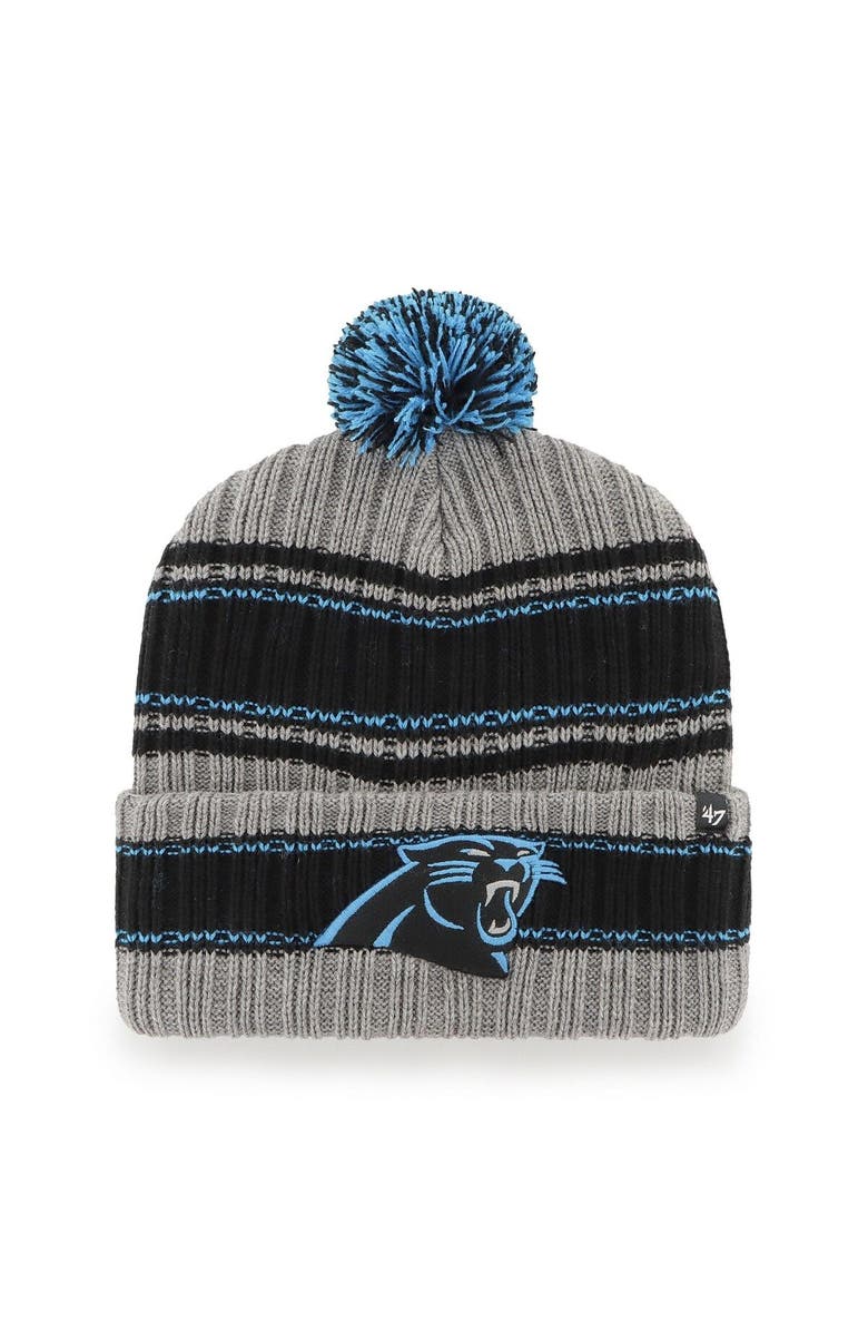'47 Men's '47  Graphite Carolina Panthers Rexford Cuffed Knit Hat with Pom, Main, color, Graphite