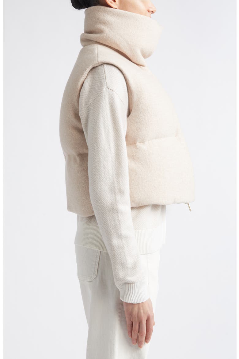 High Neck Wool Mouliné Padded Down Vest, Alternate, color, SAND