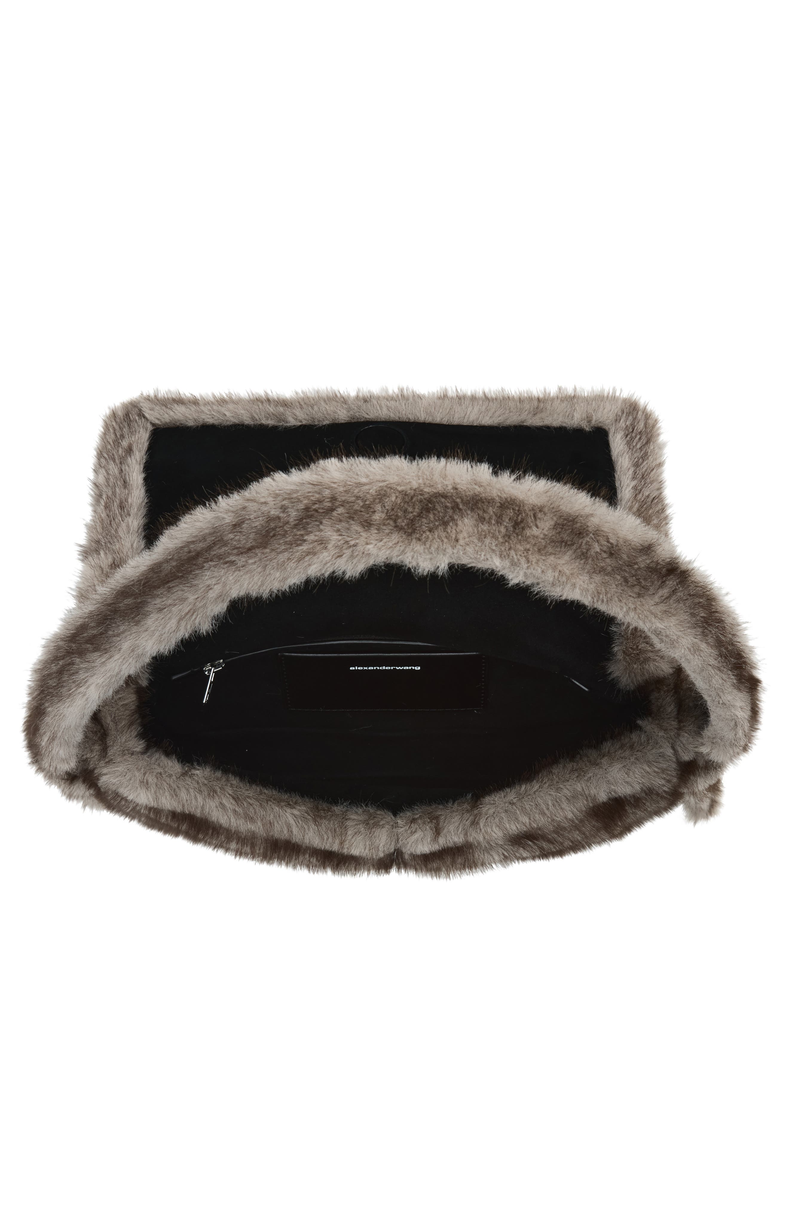 Ricco Slim Faux Fur Flap Bag, Alternate, color, GREY