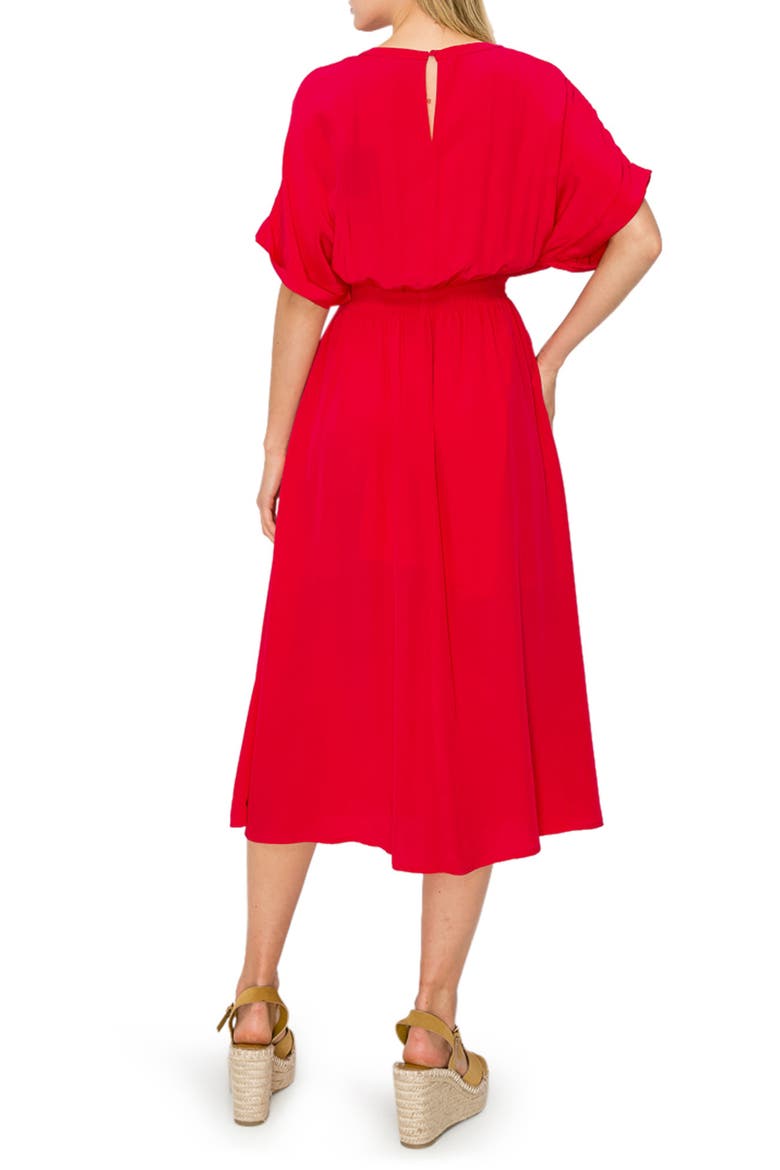 Round Neck Short Sleeve Midi Dress, Alternate, color, RED