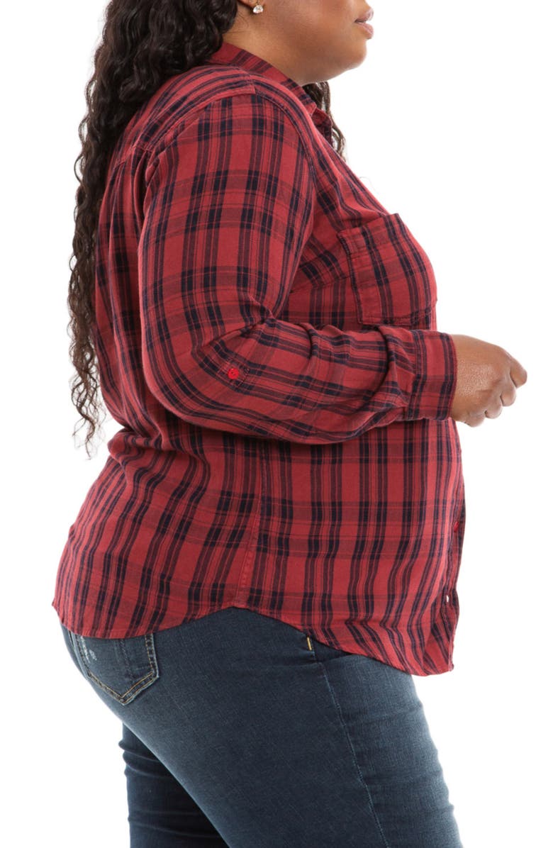 SLINK Jeans Plaid Western Shirt, Alternate, color, Burgundy