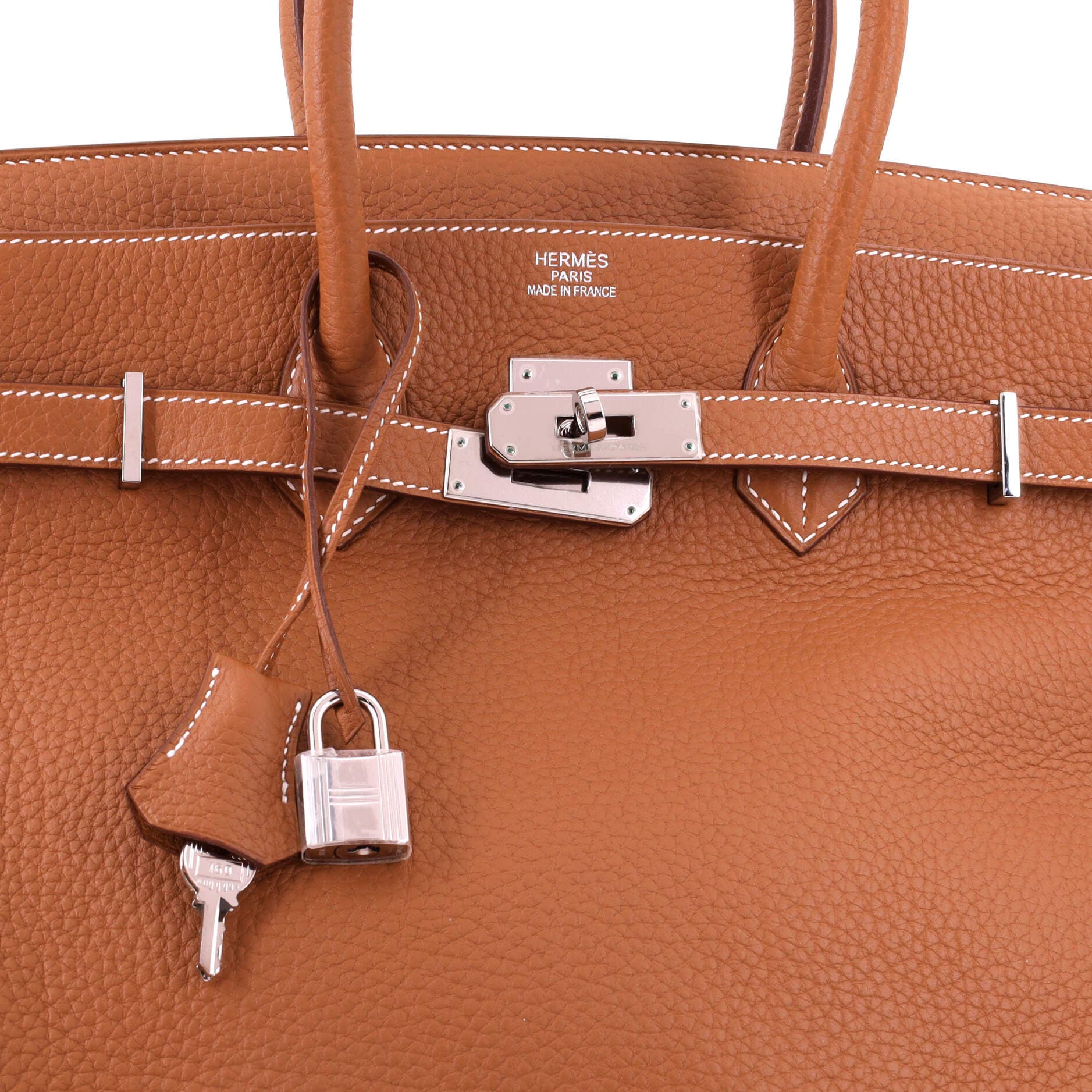 Birkin Handbag Brown Fjord with Palladium Hardware 35, Alternate, color, Metallic Gold