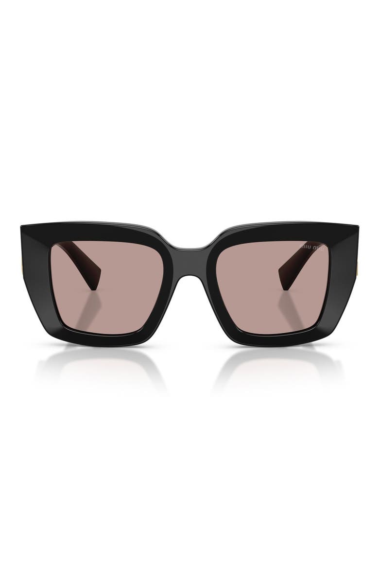 51mm Gradient Square Sunglasses, Main, color, BLACK / LIGHT PURPLE BROWN