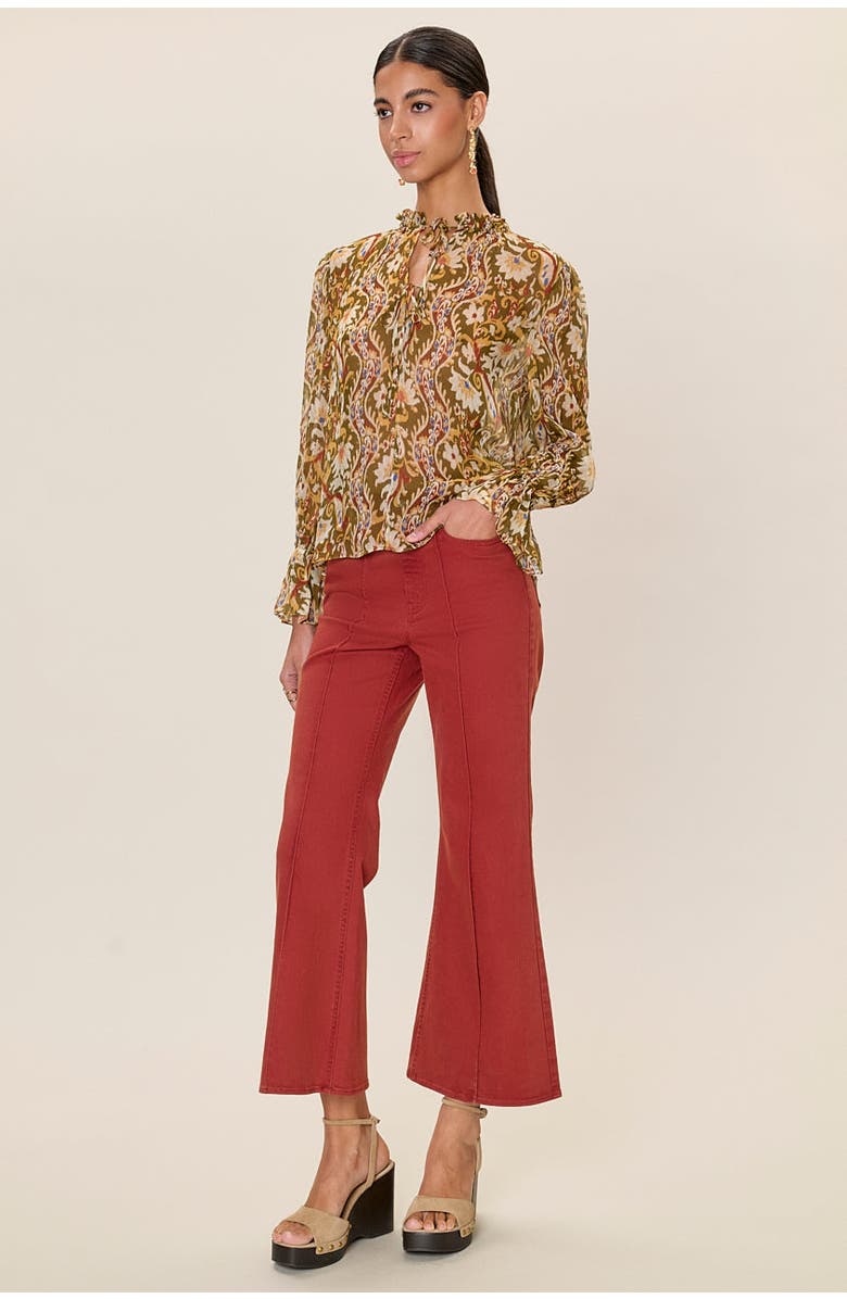 Rebecca Taylor Isha Printed Blouse, Alternate, color, Pesto Combo