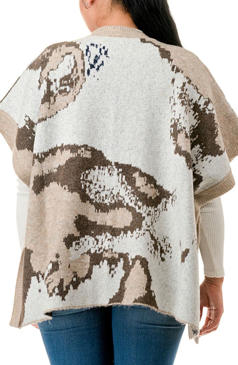 MARCUS ADLER Abstract Dolman Sleeve Knit Ruana, Alternate, color, Tan