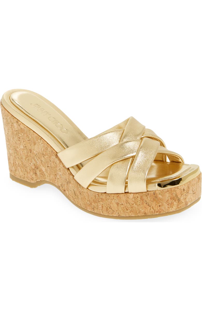 Jimmy Choo Maribou Wedge Slide Sandal, Main, color,