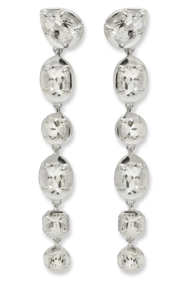Melia Kate Linear Drop Earrings, Main, color, SILVER