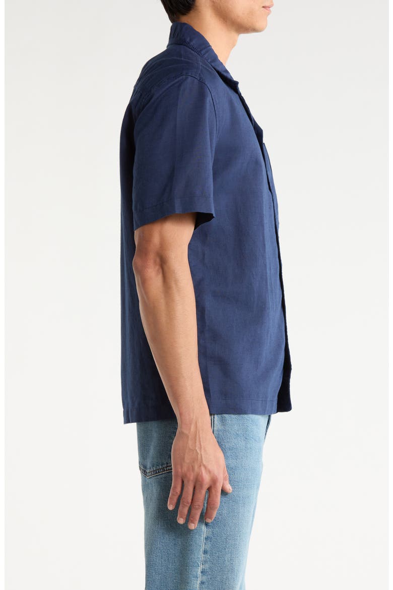Foster Linen & Cotton Camp Shirt, Alternate, color, DEEP NAVY