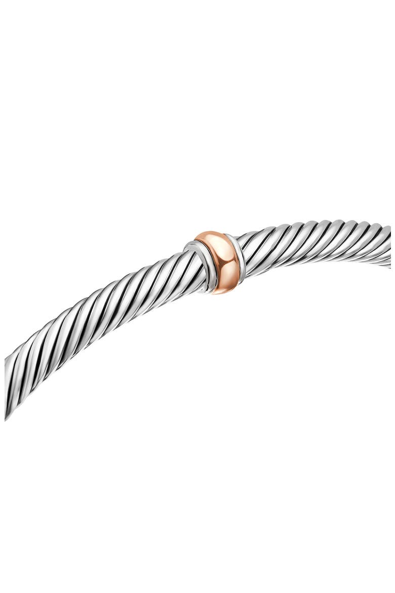 Classic Cable Station Bracelet in Sterling Silver with 18K Gold, 4mm, Alternate, color, SILVER/ ROSE GOLD