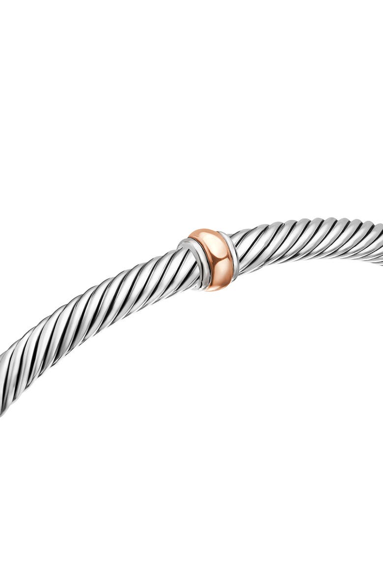 David Yurman Classic Cable Station Bracelet in Sterling Silver with 18K Gold, 4mm, Alternate, color, Silver/ Rose Gold