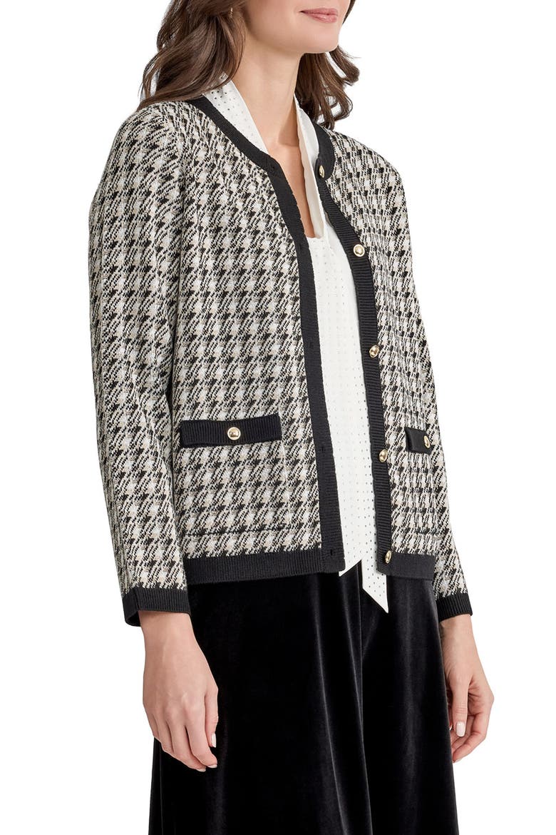 Metallic Houndstooth Button Front Cardigan, Alternate, color, VANL ICE MULTI