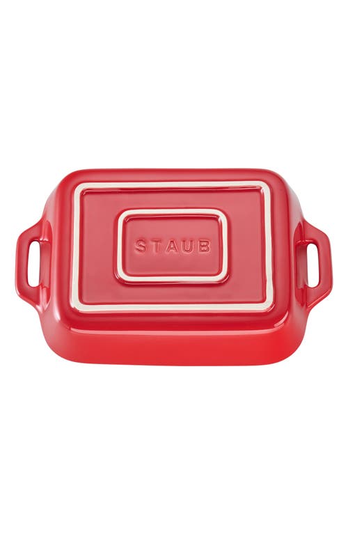 Staub Rectangular Ceramic Dish In Red
