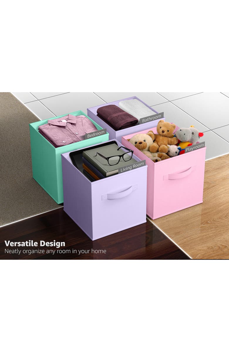 SORBUS Assorted 6-Pack Collapsible Storage Cubes, Alternate, color, Pastel Pink Purple Teal