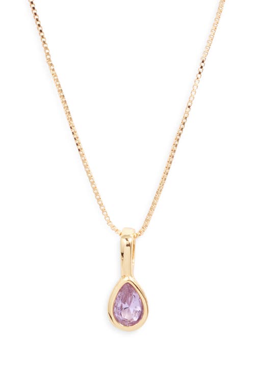 Set & Stones Teardrop Birthstone Pendant Necklace In Gold/june