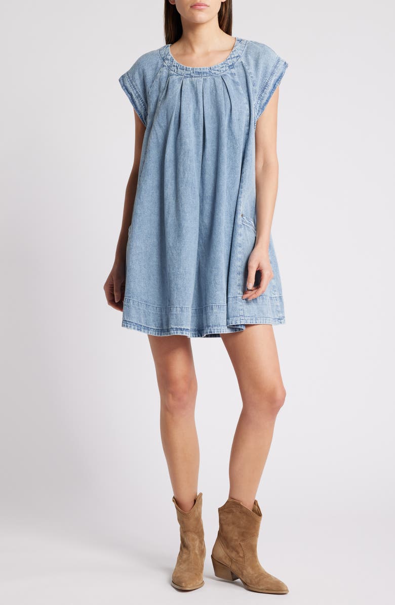 Free People Marcel Pleated Denim Minidress, Main, color, 