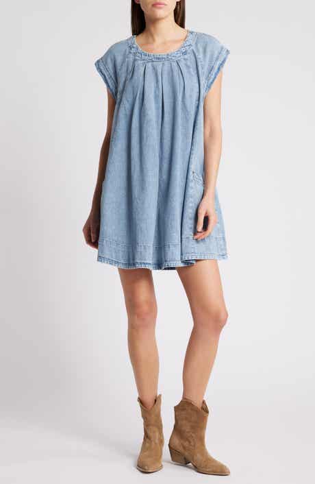 Marcel Pleated Denim Minidress
