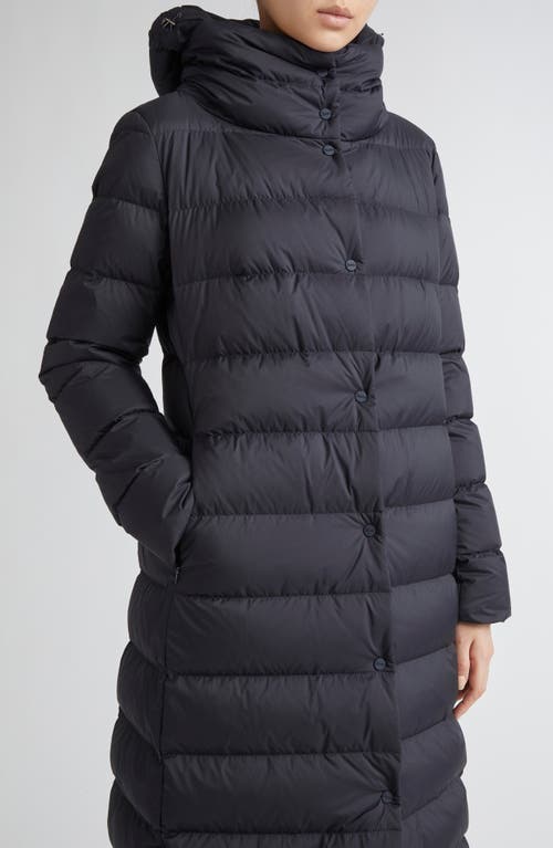 Herno Padded Hooded Long Down Jacket Zip Pockets In Black