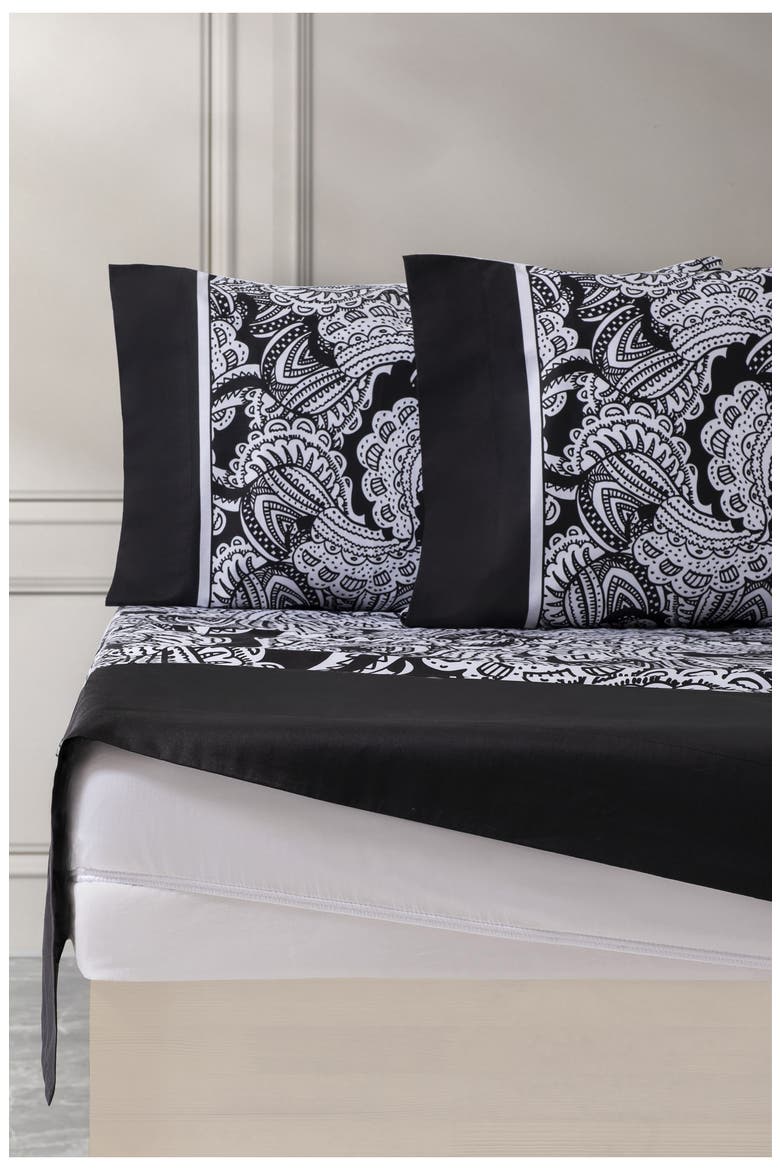 Paisley 4-Piece Sheet Set, Alternate, color, BLACK