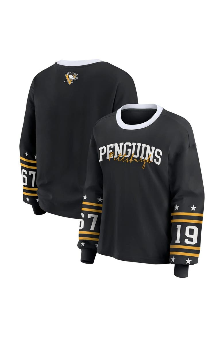 Women's WEAR by Erin Andrews Black Pittsburgh Penguins Long-Sleeve Sport T-Shirt, Alternate, color, Black