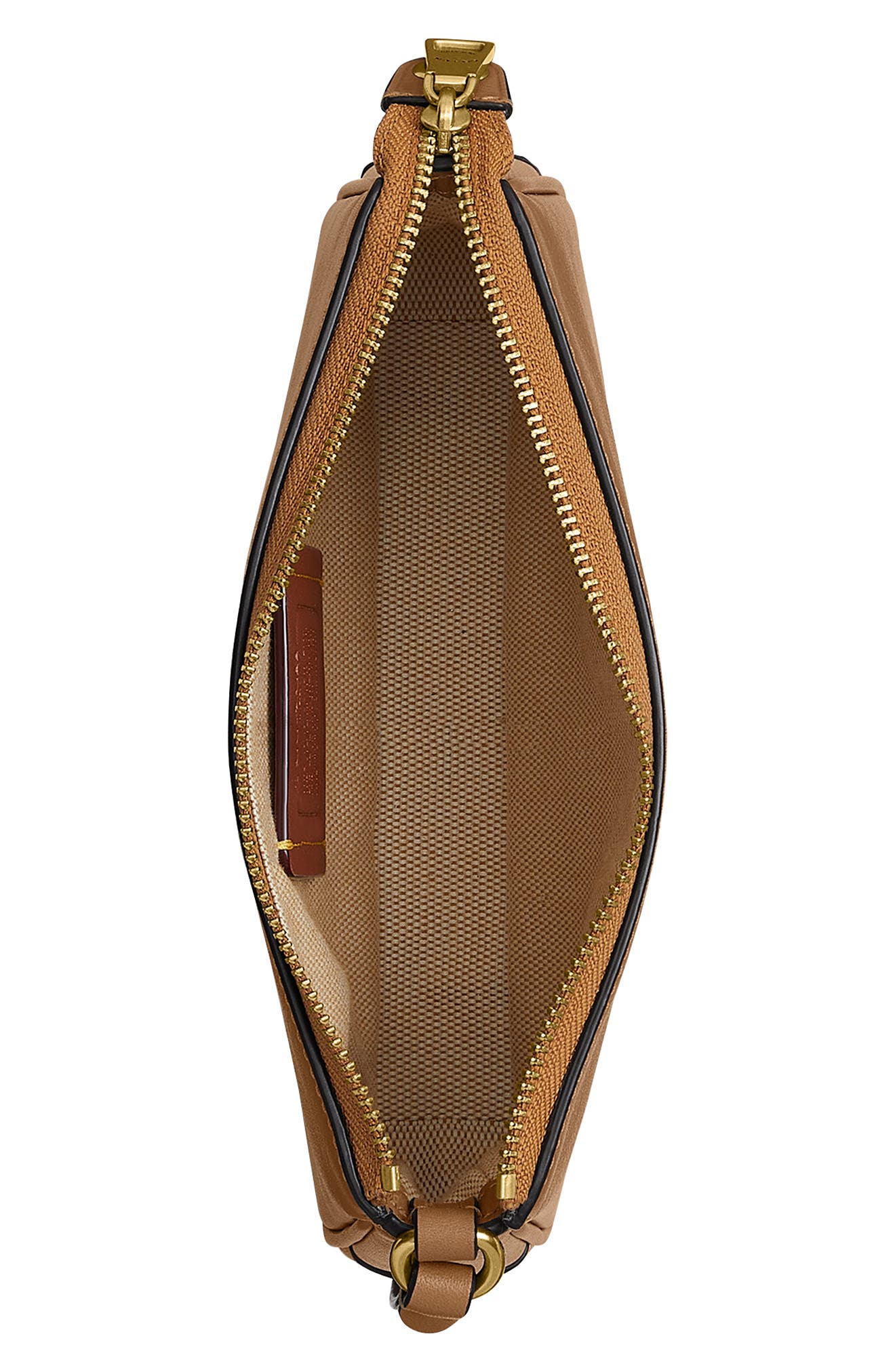 COACH Plaza 18 Natural Grain Leather Shoulder Bag, Alternate, color, B4/Honey Brown