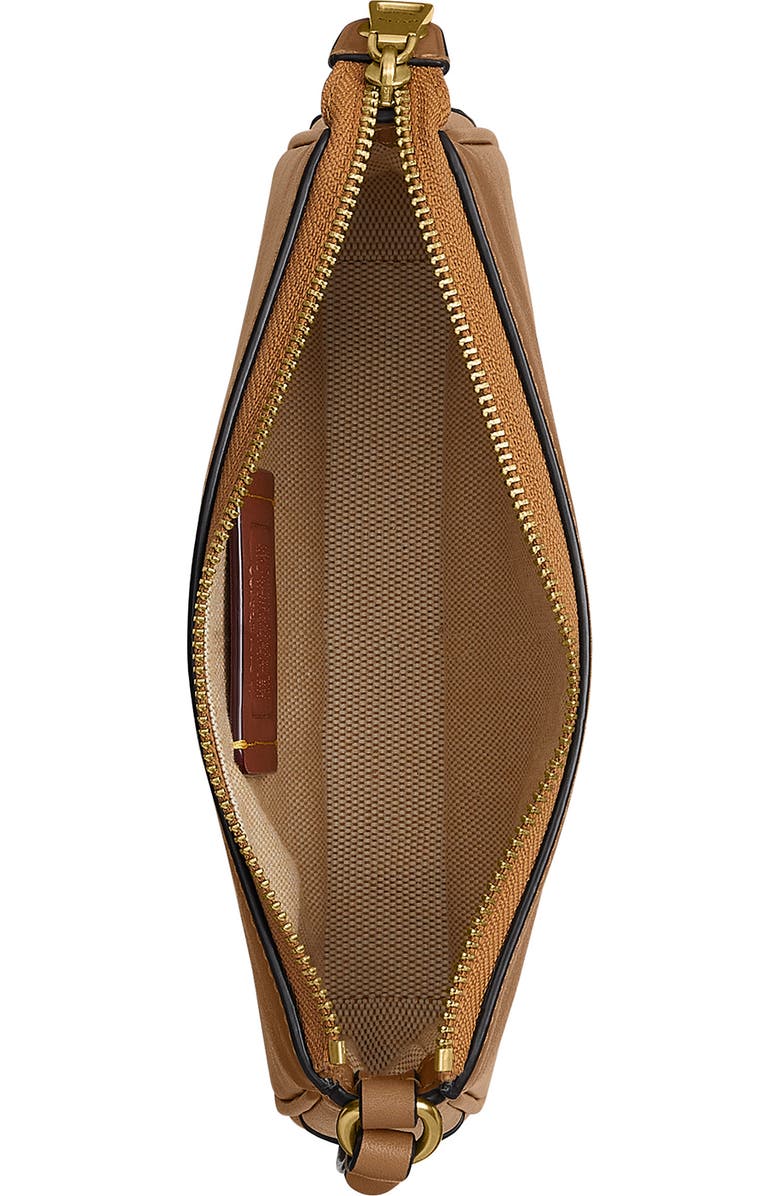 COACH Plaza 18 Natural Grain Leather Shoulder Bag, Alternate, color, B4/Honey Brown