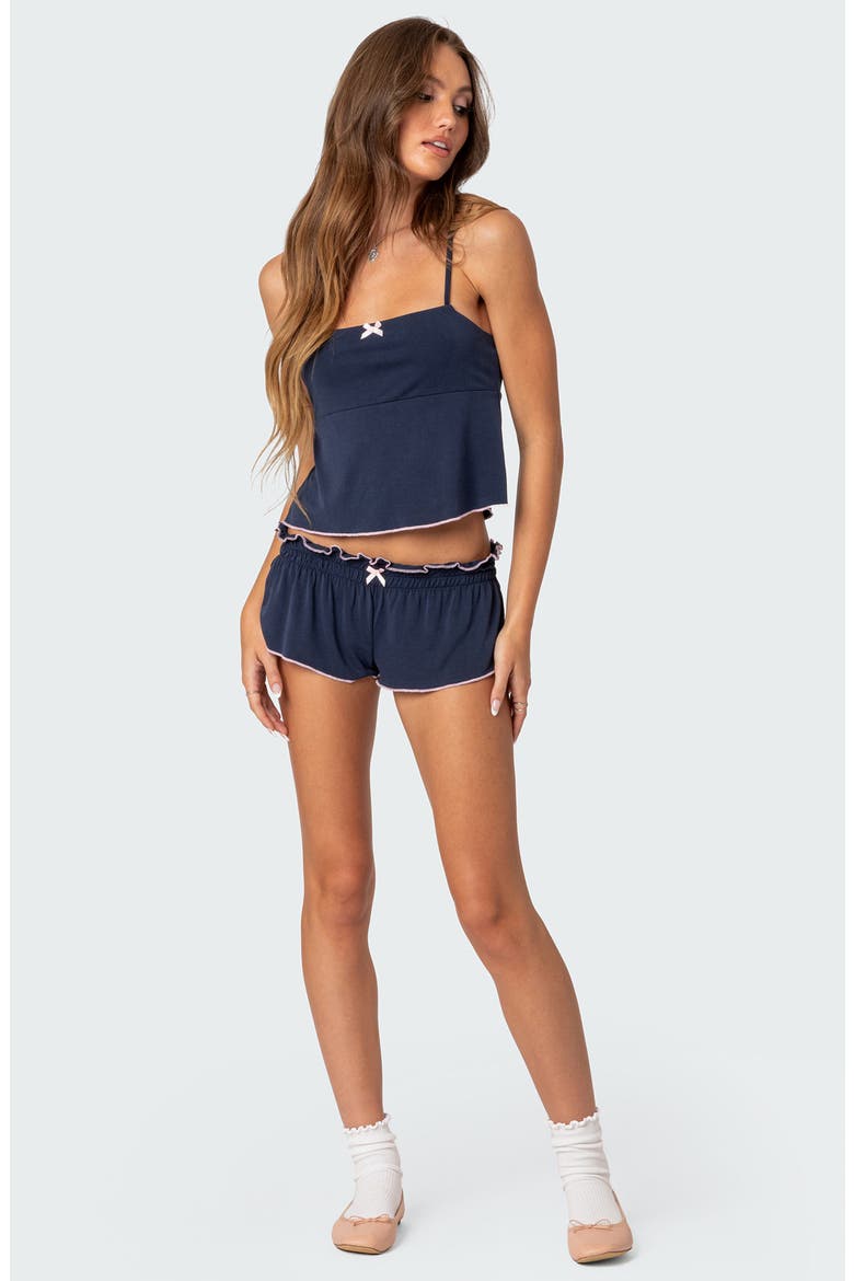 Alice Low Rise Ruffle Shorts, Alternate, color, NAVY
