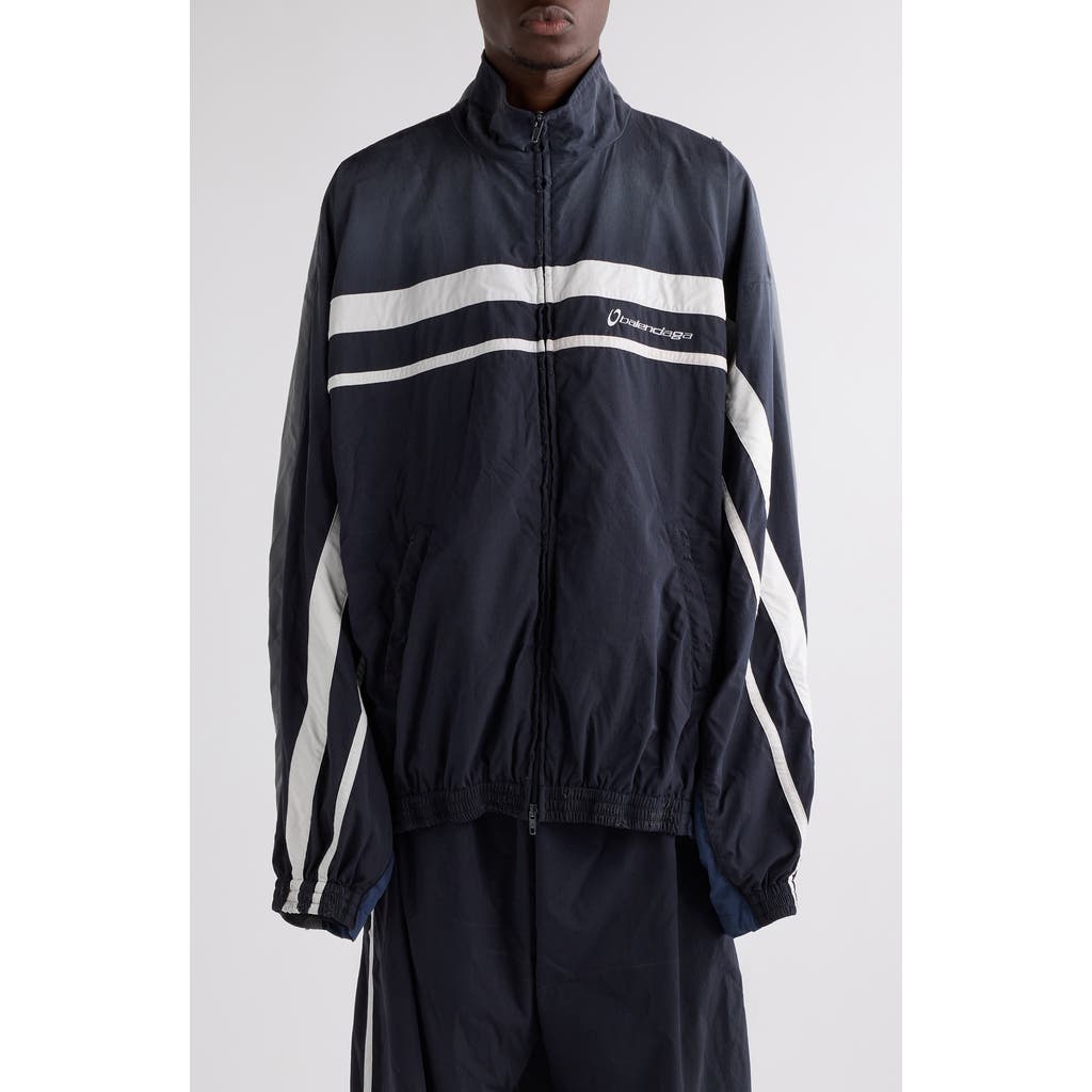 Balenciaga Color Block Design Jacket With Elastic Cuffs In Blue