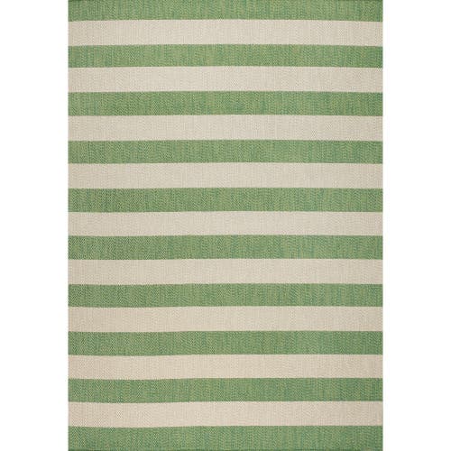 JONATHAN Y Negril Two-Tone Wide Stripe Indoor/Outdoor Area Rug in Green/cream 