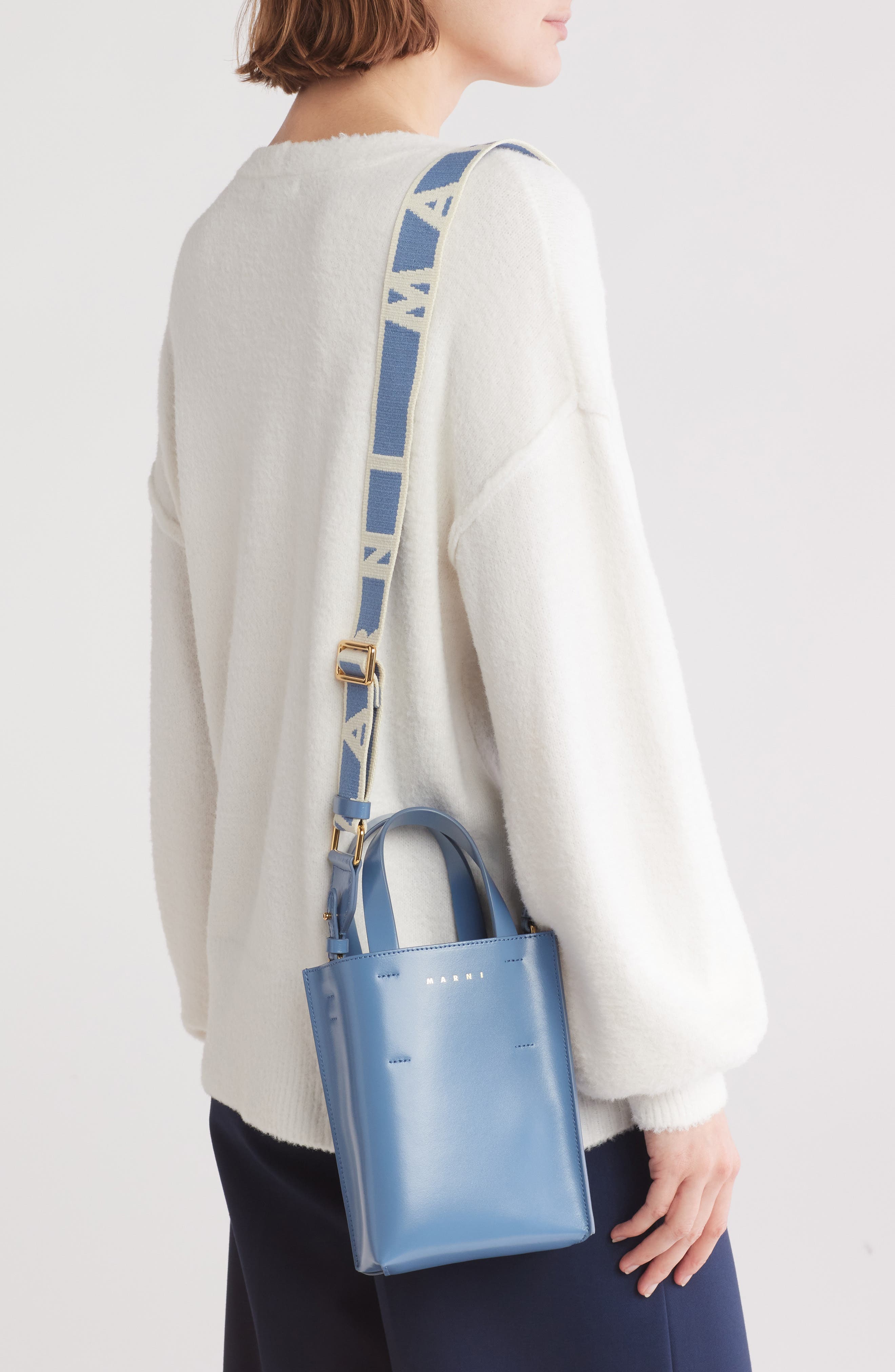 Marni Mini Museo Leather Tote, Alternate, color, 