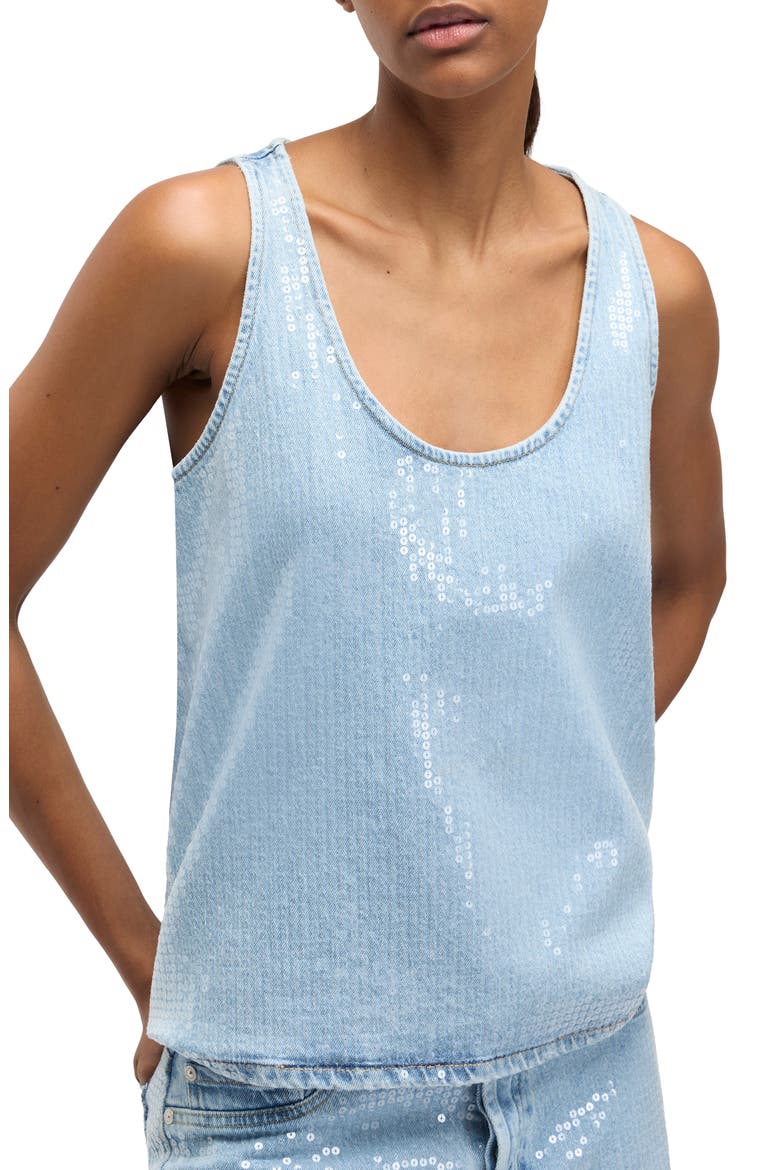 Sequin Denim Tank, Alternate, color, SHIMMER