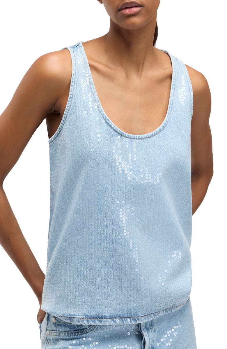 Seven Sequin Denim Tank, Alternate, color, Shimmer