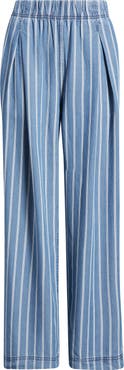 CITY BLUES Pleated Stripe Wide Leg Denim Pants
