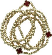 OLIVIA WELLES Set of 5 Clover Beaded Stackable Bracelets