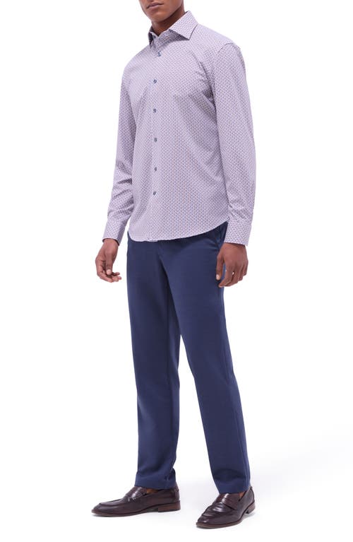 Bugatchi Devon Ooohcotton® Herringbone Print Button-up Shirt In Jaffa