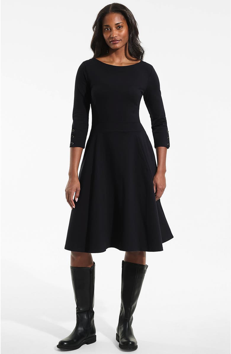 Lands' End Starfish 3/4 Sleeve Dress, Main, color, Black