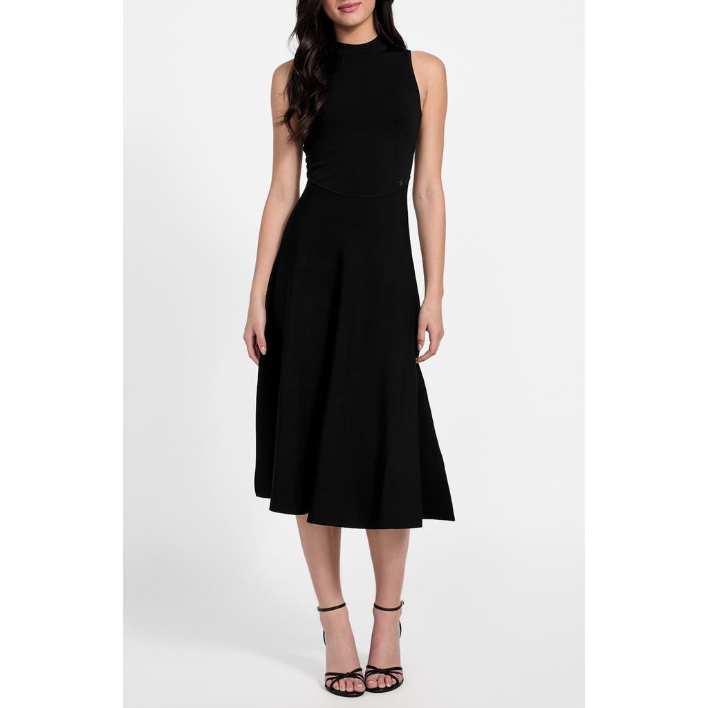 Guess Cassandra Mock Neck Midi Sweater Dress In Black