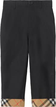 Burberry Check Turn-up Cotton Trousers