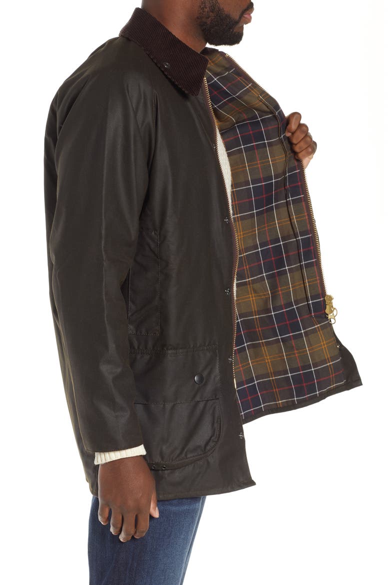 'Classic Beaufort' Relaxed Fit Waxed Cotton Jacket, Alternate, color, OLIVE