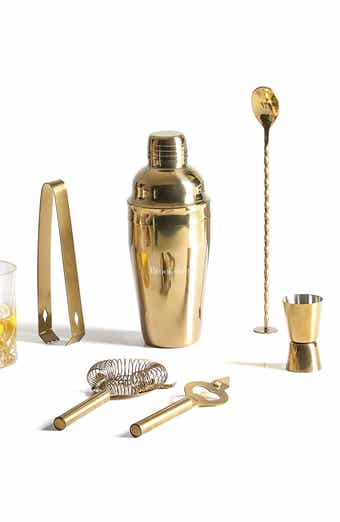 BROOKSTONE 7-Piece Goldtone Cocktail Serving Set