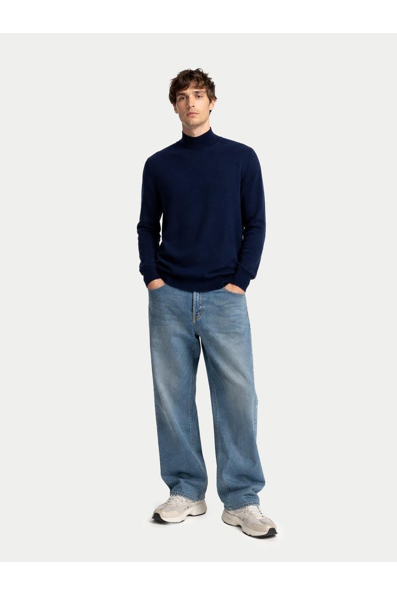 Men Cashmere Silk High Neck Sweater, Alternate, color, mood indigo