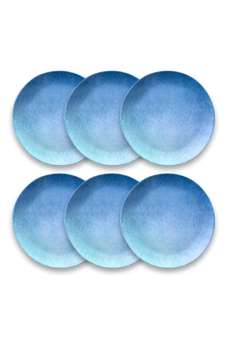 6-Piece Oceanic Ombré Salad Plate Set, Main, color, BLUE