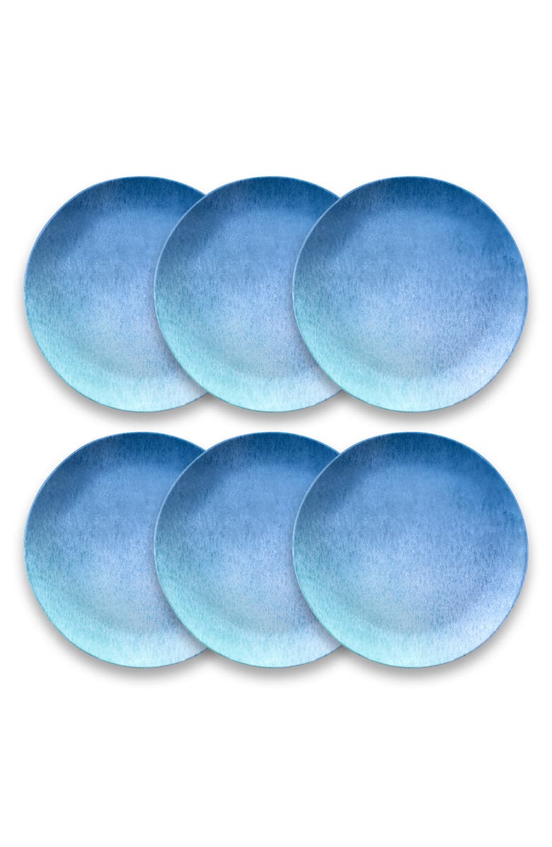 TarHong 6-Piece Oceanic Ombré Salad Plate Set, Main, color, Blue