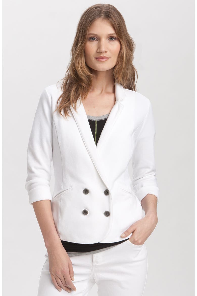 Piqué Blazer, Main, color, WHITE